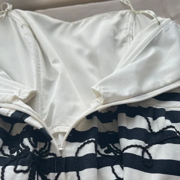 Lilly Pulitzer Black and White Payton Strapless Stripe Dress with Floral Overlay - Picture 14 of 14